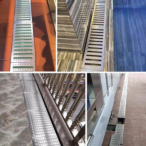 غطاء الصرف الصلب غير القابل للصدأ - غلاف صر - محلول صرف الخندق المعدني في الهواء الطلق ساحة صرف صرف حديقة على الرصيف (15 × 60 سم / 5.9x23.6 بوصة) لتدفق المياه الفعال in Kuwait