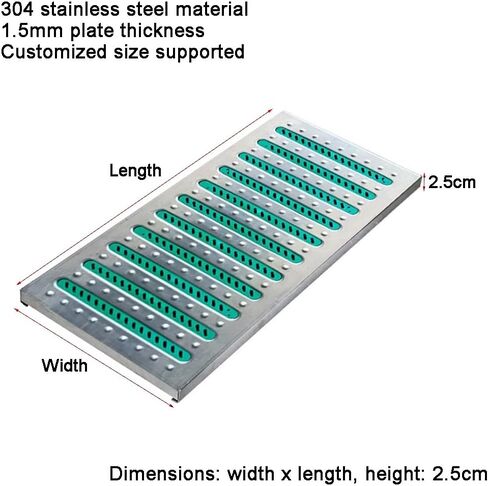 غطاء الصرف الصلب غير القابل للصدأ - غلاف صر - محلول صرف الخندق المعدني في الهواء الطلق ساحة صرف صرف حديقة على الرصيف (15 × 60 سم / 5.9x23.6 بوصة) لتدفق المياه الفعال in Kuwait