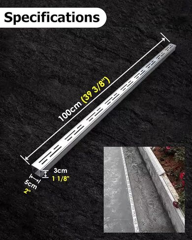 مزراب صرف ضئيل تحت الأرض - طول 1M ، نظام تصريف الأرضيات الفولاذ المقاوم للصدأ لممر المرآب ، خندق سور لخط الصرف الصحي (100 × 10 × 5 سم/39.4x3.9x2in) in Kuwait