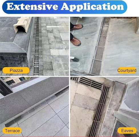 خندق تصريف المياه في الهواء الطلق 39 في Long ، Garden Garden Landscape u ditch/trough monslors for roduors concrete ، drain channs and metal brate (39.4 × 7.97.9in/100x20x20cm) in Kuwait