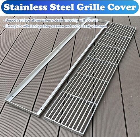 خندق تصريف المياه في الهواء الطلق 39 في Long ، Garden Garden Landscape u ditch/trough monslors for roduors concrete ، drain channs and metal brate (39.4 × 7.97.9in/100x20x20cm) in Kuwait