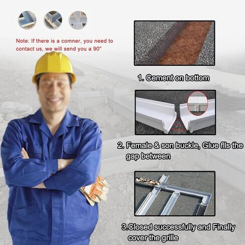 خندق تصريف المياه في الهواء الطلق 39 في Long ، Garden Garden Landscape u ditch/trough monslors for roduors concrete ، drain channs and metal brate (39.4 × 7.97.9in/100x20x20cm) in Kuwait