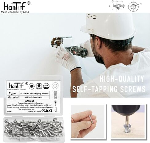 مسامير Torx Flat Head ذاتية التنصت ، M3x16 MM STAR DRIVE SPOTS ، 304 مسامير خشبية من الفولاذ المقاوم للصدأ مع صندوق تخزين و 1 PC T8 بت. (حزمة من 100) in Kuwait