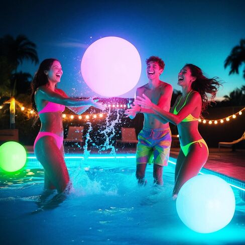 ألعاب البلياردو - 16 "Light Up Beach Ball ، 1/2/4 Pack Glow في الكرات المظلمة مع 8 أوضاع LED ، وألعاب البلياردو للبالغين والمراهقين والأطفال ، وقيادة الكرة للأنشطة الخارجية أو الداخلية in Kuwait