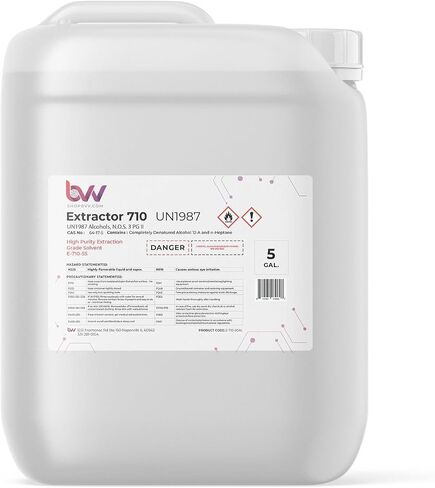 BVV High-Purity 710 Extraction Solvent for Lab and Industrial Use - Alcohol Solvent Evaporates Completely in Rotary Evaporator - No Residuals or Taste - CDA 12-A Super Solvent - 5 Gallon in Saudi Arabia