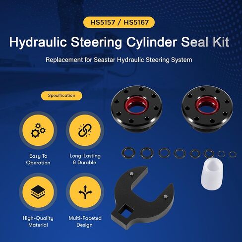 HS5157/HS5167 Seal Kit For SeaStar Hydraulic Steering Cylinder Seal Kit with Pin Wrench & O-Ring Kit Compatible with HC5340, HC5341, HC5342, HC5343, HC5344, and More in Saudi Arabia