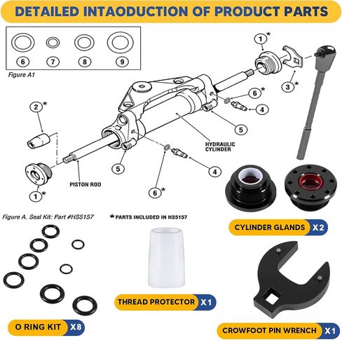 HS5157/HS5167 Seal Kit For SeaStar Hydraulic Steering Cylinder Seal Kit with Pin Wrench & O-Ring Kit Compatible with HC5340, HC5341, HC5342, HC5343, HC5344, and More in Saudi Arabia
