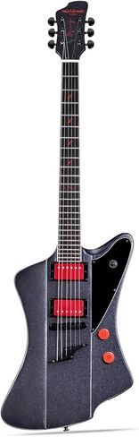WestCreek Mirage Solid Body Electric Guitar, Mahogany Body, Maple Neck, Ebony Fretboard, Rounded End Frets, Bone Nut, 24 Frets (Black) in Saudi Arabia