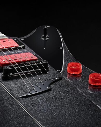 WestCreek Mirage Solid Body Electric Guitar, Mahogany Body, Maple Neck, Ebony Fretboard, Rounded End Frets, Bone Nut, 24 Frets (Black) in Saudi Arabia