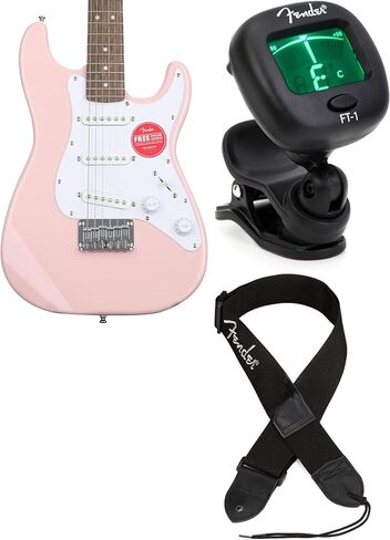 Fender Squier Mini Stratocaster Electric Guitar - Shell Pink with Laurel Fingerboard و Tupling و Strap in Saudi Arabia