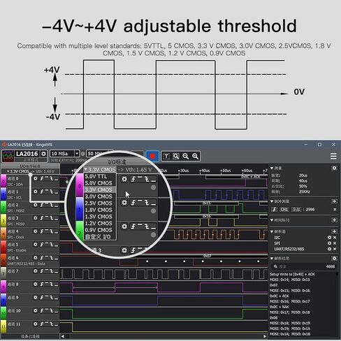 Logic Analyzer USB 16 Channels 200M Sampling Rate Adjustable Threshold LA2016 for Electronics Testing in Saudi Arabia