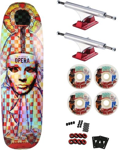 Opera Professional Complete Skateboard Caroline Cuder Throne 9.0" x 32" with Ace Trucks, Snot Wheels, ABEC 5 Bearings, Hardware, and Griptape - Ready to Assemble in Saudi Arabia