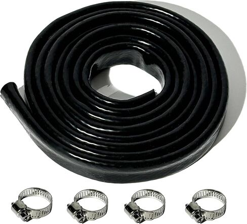 3/4" ID Heat Shielded Fire Sleeve Thermo Armor Silicone Coated Fiberglass Heat Protection w/ 4 Clamps for Automotive Hose Lines & Electrical Wiring - Black 5FT in Saudi Arabia