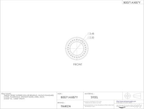 Timken 29585 Tapered Roller Bearing, Single Cone, Standard Tolerance, Straight Bore, Steel, Inch, 2.5000" ID, 1.0000" Width in Saudi Arabia