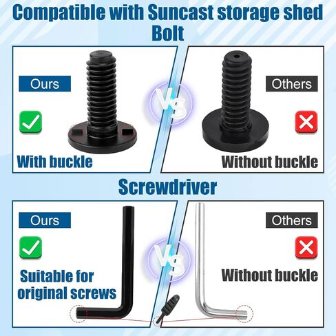 6pcs Replacement Long Bolts for Suncast Storage Sheds, Plastic Long Screws Black Storage Shed Awning Bolt Accessories with Screwdriver Compatible with Suncast Shed in Saudi Arabia