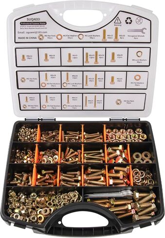 975 Pcs Metric Bolt Assortment - Premium Grade 8.8 Fasteners, Yellow Zinc Plated – M4, M5, M6, M8 (12-30mm), Durable, Corrosion Resistant Nut and Bolt Kit for DIY, Home, Automotive & Machinery Repairs in Saudi Arabia