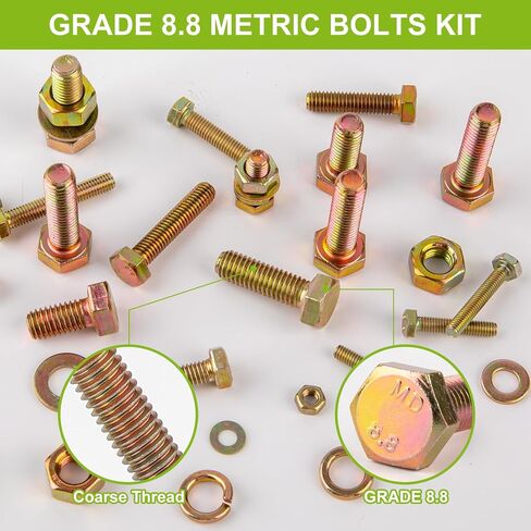 975 Pcs Metric Bolt Assortment - Premium Grade 8.8 Fasteners, Yellow Zinc Plated – M4, M5, M6, M8 (12-30mm), Durable, Corrosion Resistant Nut and Bolt Kit for DIY, Home, Automotive & Machinery Repairs in Saudi Arabia