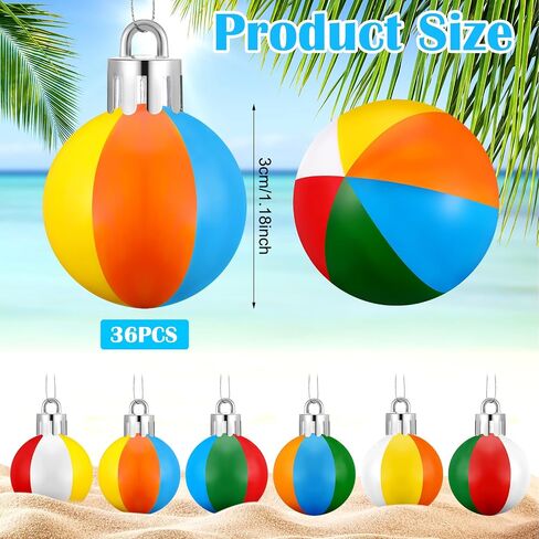 12 Pcs Summer Beach Ball Ornaments for Tree Christmas in July Ornaments Decoration 3.15 Inch Shatterproof Plastic Summer Hanging Balls for Hawaiian Party Holiday Tropical Decorative Supplies in Saudi Arabia