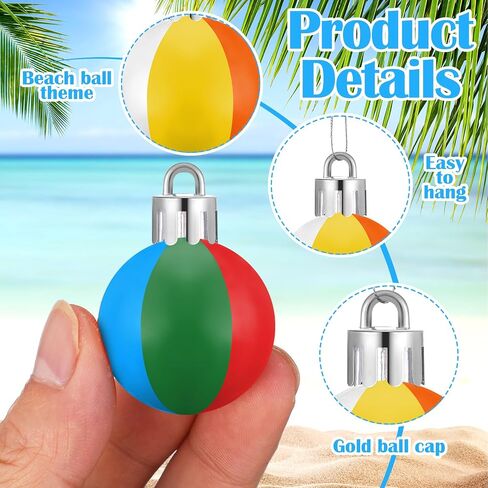 12 Pcs Summer Beach Ball Ornaments for Tree Christmas in July Ornaments Decoration 3.15 Inch Shatterproof Plastic Summer Hanging Balls for Hawaiian Party Holiday Tropical Decorative Supplies in Saudi Arabia