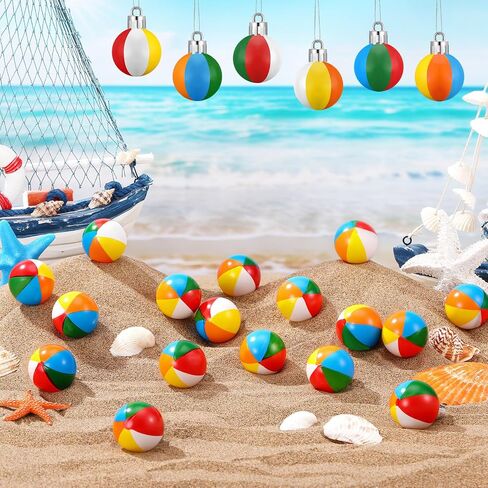 12 Pcs Summer Beach Ball Ornaments for Tree Christmas in July Ornaments Decoration 3.15 Inch Shatterproof Plastic Summer Hanging Balls for Hawaiian Party Holiday Tropical Decorative Supplies in Saudi Arabia