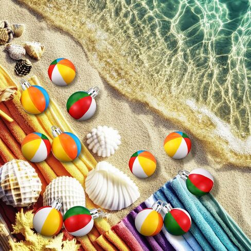 12 Pcs Summer Beach Ball Ornaments for Tree Christmas in July Ornaments Decoration 3.15 Inch Shatterproof Plastic Summer Hanging Balls for Hawaiian Party Holiday Tropical Decorative Supplies in Saudi Arabia