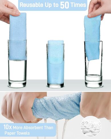 Microfiber Towels Roll - XINDELL Lint-Free 75 Sheet Micro Fiber Cleaning Cloths, 12" x 12" Reusable & Washable Car Drying Towels, Ultra Absorbent Streak-Free Cleaning Rag for Cars,2 Pack in Kuwait