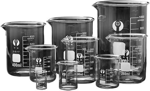 Labotatory Glass Cup Measuring Cup High Temperature Resistance (Set 1) in Kuwait