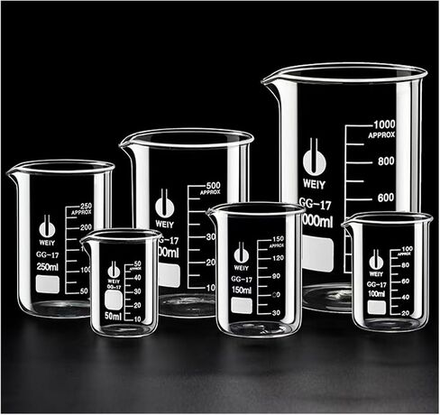 Labotatory Glass Cup Measuring Cup High Temperature Resistance (Set 1) in Kuwait