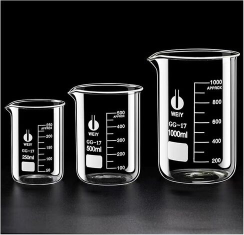 Labotatory Glass Cup Measuring Cup High Temperature Resistance (Set 1) in Kuwait