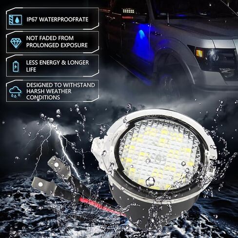 LED Side Mirror Puddle Lights for Fo-rd F150 Explorer Edge Expedition Flex Fusion Taurus X, 6000K Mirror LED Lamps F150 Accessories, 2 PCS (White) in Saudi Arabia