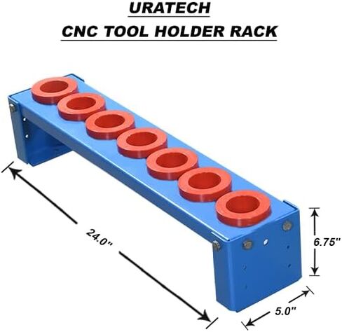 Uratech CNC Tool holder rack | HSK63A - HSK63C - HSK63E | Cold rolled steel – 16 Gauge | Powder coated finish | Lista Blue color | 7 holders capacity | Made in USA in Saudi Arabia
