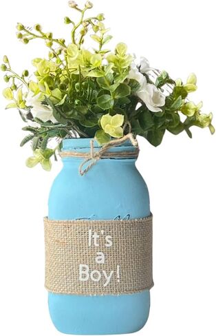 Mason Jar Centerpex Blue ، Mason Jar Centerces for Baby Shower Centerces for Tables Boy ، Quart Mason Jars for Menced Prophes ، Mason Jars for Centerpieces 32 Oz. مزهريات جرة ميسون للقطاعات المركزية in Kuwait