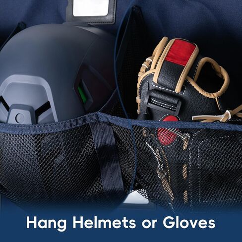 منظم مخبأ البيسبول/الكرة اللينة - 15+ حقيبة تخزين خوذة وقفازات ، ونسيج 900D من الدرجة العسكرية و 6 خطافات فولاذية معززة in Kuwait