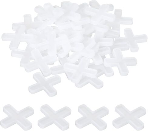 فاصل البلاط Uxcell 200pcs 6 مم 1/4 "حائط بلاط بلاستيكي فاصل متقاطع لتركيب بلاط السيراميك ، أبيض in Saudi Arabia