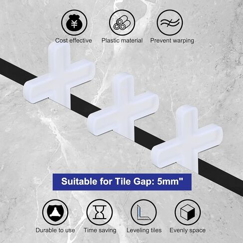 فاصل البلاط Uxcell 200pcs 6 مم 1/4 "حائط بلاط بلاستيكي فاصل متقاطع لتركيب بلاط السيراميك ، أبيض in Saudi Arabia