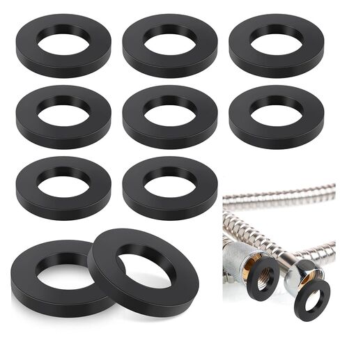 10 Pieces Shower Head Washers, 3/4" Rubber Hose Washer Universal Tap Sealing O Ring Gasket Attachment Hoses Fit All Standard 1/2" Fixed Shower Head, Water Faucet, Not Suitable for Garden Hoses (Black) in Saudi Arabia