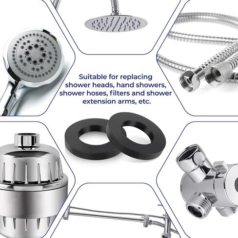 10 Pieces Shower Head Washers, 3/4" Rubber Hose Washer Universal Tap Sealing O Ring Gasket Attachment Hoses Fit All Standard 1/2" Fixed Shower Head, Water Faucet, Not Suitable for Garden Hoses (Black) in Saudi Arabia