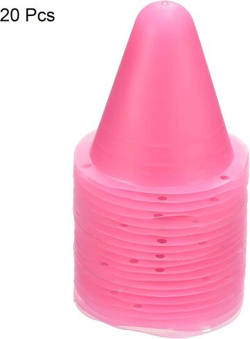 PATIKIL Agility Cones, 20 Pack Sports Cones Training Marker Round Head for Football Roller Skating Outdoor Activity, Pink in Saudi Arabia