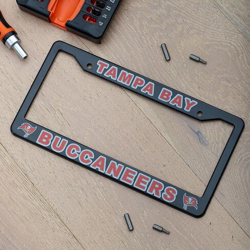 License Plate Frame Cover for Tampa Bay Buccaneers Fans – Black & Red – 12.25" x 6.25" - Ideal Gift for Sports Fans & Supporters – Slim Design in Kuwait