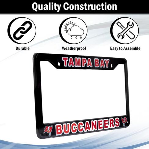 License Plate Frame Cover for Tampa Bay Buccaneers Fans – Black & Red – 12.25" x 6.25" - Ideal Gift for Sports Fans & Supporters – Slim Design in Kuwait