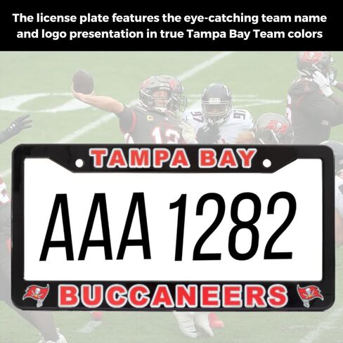 License Plate Frame Cover for Tampa Bay Buccaneers Fans – Black & Red – 12.25" x 6.25" - Ideal Gift for Sports Fans & Supporters – Slim Design in Kuwait