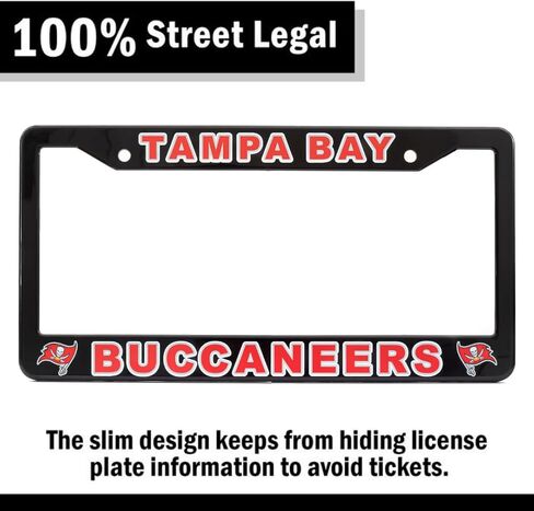 License Plate Frame Cover for Tampa Bay Buccaneers Fans – Black & Red – 12.25" x 6.25" - Ideal Gift for Sports Fans & Supporters – Slim Design in Kuwait