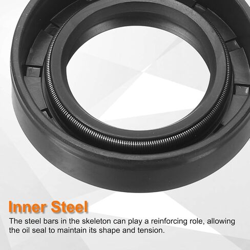 ختم زيت UXCELL ، TC 24mm × 38 مم × 8 مم غطاء مطاطي نتريل شفة مزدوجة مع زنبرك لعمود محور دافع ميكانيكي ، أسود in Kuwait