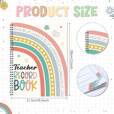 Composition Teacher Record Book 8.5" x 11" Pastel Face Pattern Teacher Class Grade Book Spiral Bound Record Double Sided Color Printing Office Supplies Favors Gift for Classroom School Planner in Kuwait