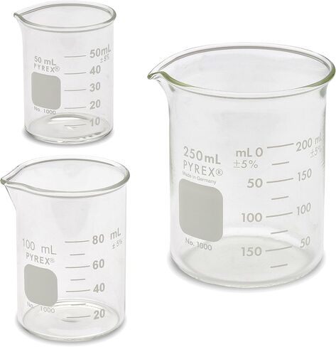Corning Pyrex® #1000 Griffin Low Form ، Glass Deaker Set - 3 أحجام - 50 مل ، 100 مل ، 250 مل in Saudi Arabia