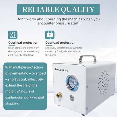 Diaphragm Lab Vacuum Pump VP-10E Oil-Free 10L/min Negative Pressure for Vacuum Filtration Includes Water Separator & Rubber Tube in Kuwait