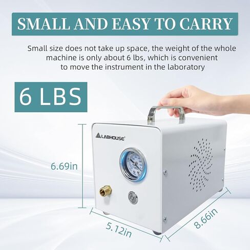 Diaphragm Lab Vacuum Pump VP-10E Oil-Free 10L/min Negative Pressure for Vacuum Filtration Includes Water Separator & Rubber Tube in Kuwait