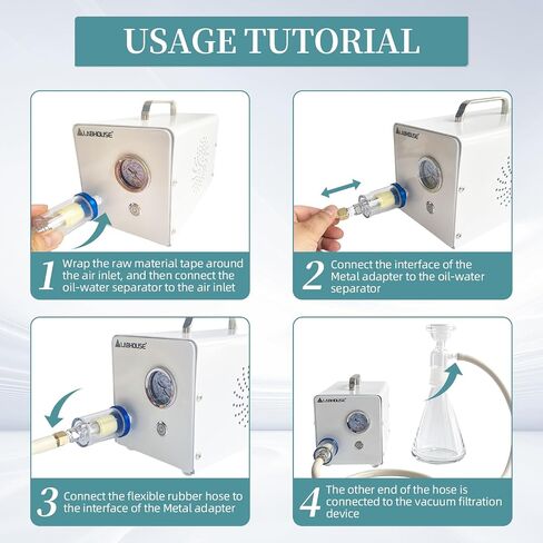 Diaphragm Lab Vacuum Pump VP-10E Oil-Free 10L/min Negative Pressure for Vacuum Filtration Includes Water Separator & Rubber Tube in Kuwait