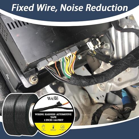 3 لفات الأسلاك الأسلاك شريط القماش 1 بوصة × 66 قدم لكل لفة لفة تآكل شريط مقاوم سهل للدموع واللصق باليد ، ومناسبة للعزلة والضوضاء تقلل من غلاف أسلاك المحرك الأسلاك in Kuwait