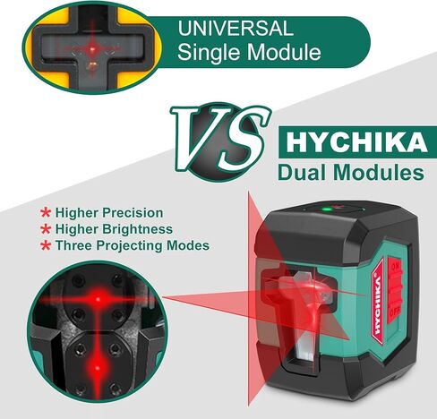 Laser Level, HYCHIKA 50 Feet Cross Line Laser with Dual Modules, Self Leveling Laser Level, Switchable Self-Leveling Vertical and Horizontal Line Construction Picture Hanging, Battery Included in Kuwait
